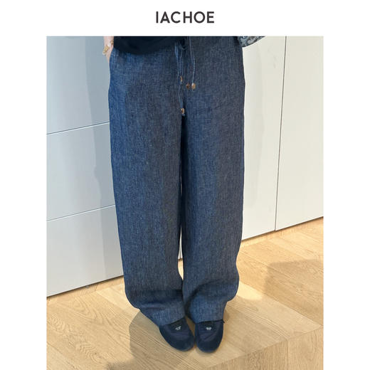棉仓3621518011-IACHOE亚麻抽绳休闲裤 商品图4