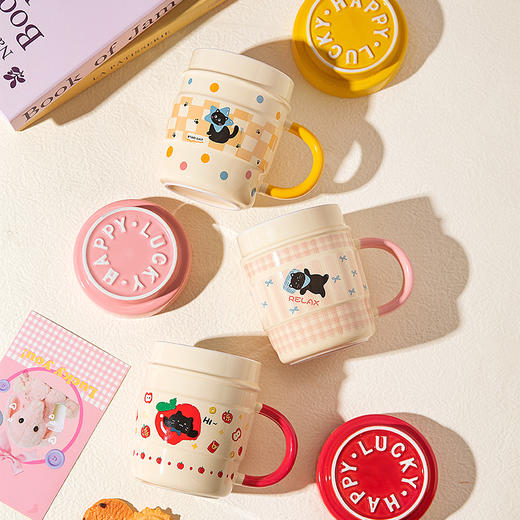 摩登主妇马克杯带盖杯子可爱陶瓷杯高颜值家用喝水杯办公室咖啡杯 商品图3