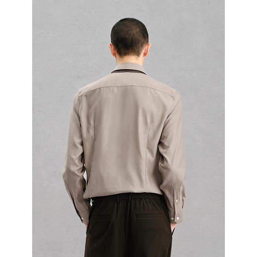 GXG男装  咖色质感面料免烫衬衫24年冬季热卖G24X034070 商品图3