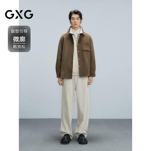 GXG男装  深卡其全羊毛通勤短款大衣 24冬热卖G24X064037 商品图1