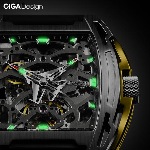 CIGA design玺佳机械表Z系列航母主题手表男士镂空经典酒桶型腕表 商品图6