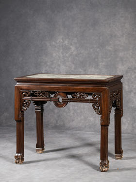 清	红木镶云石拱璧纹半桌