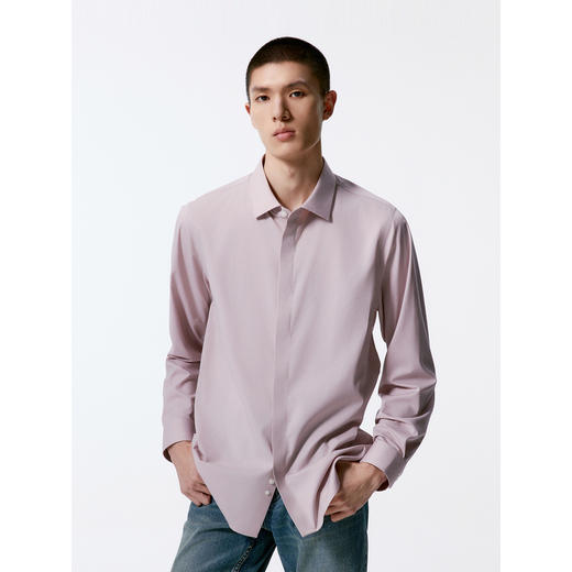 GXG男装 粉色基础时尚免烫翻领长袖衬衫男士   秋季热卖G24X033037 商品图2