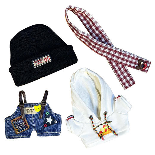 labubu坐坐派对娃衣一二代盲盒用Labubu娃衣拉布布衣服毛绒搪胶脸 商品图4