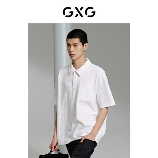 GXG男装 满印提花肌理polo衫男 时尚潮流短袖polo夏季热卖G24X242034 商品图3