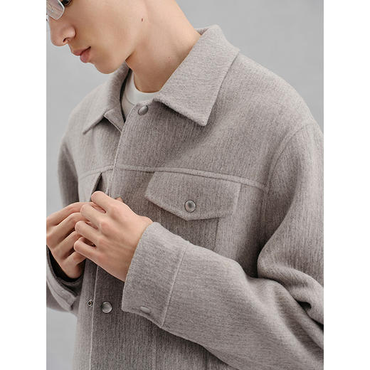 GXG男装 米色肌理感通勤短大衣外套24冬热卖G24X064025 商品图4