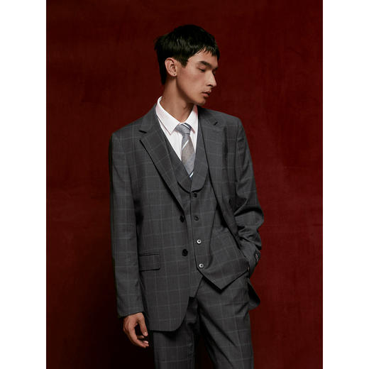 GXG男装  含羊毛格纹商务西装男士正装 24年秋G24X133014 商品图2