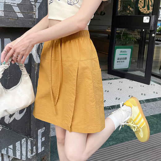 【夏季必备】【显高显瘦，时髦百搭】夏季新款女速干工装裙裤开叉设计松紧腰运动休闲五分裙裤100% 商品图8