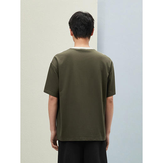 25夏季热卖 GXG男装撞色拼接时尚简约圆领短袖T恤百搭通勤 商品图4