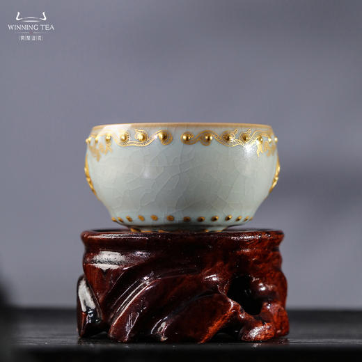 问鼎汝瓷鼎峰系列天青蛇首战鼓杯 （描金蛇纹） 商品图1