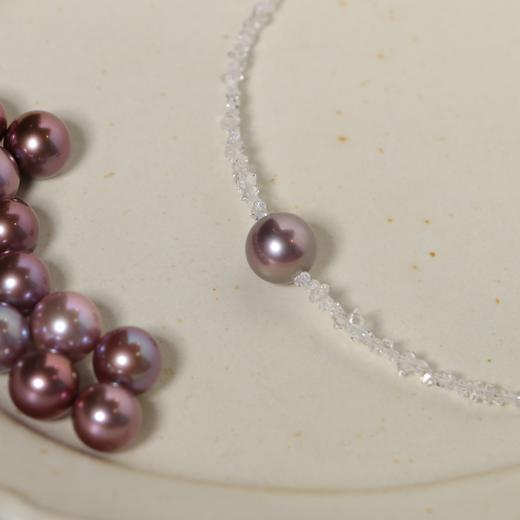 【甄珠贝】3mm+闪灵钻 水晶链 超美很闪 爱迪生10-11mm珍珠 正圆强光，基本无暇 转运珠项链 商品图5