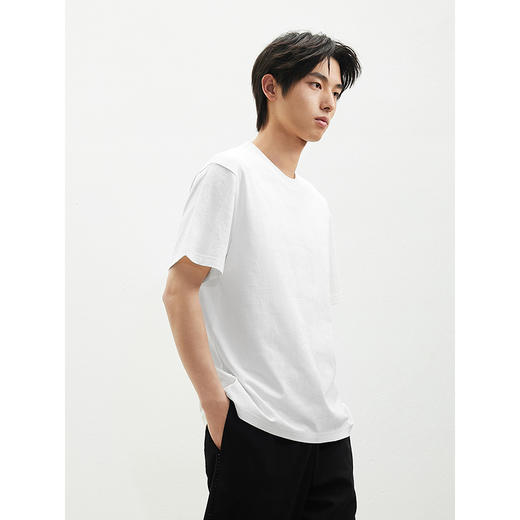 2025春夏热卖GXG男士短袖经典圆领休闲暗纹设计含棉男士短袖 商品图2