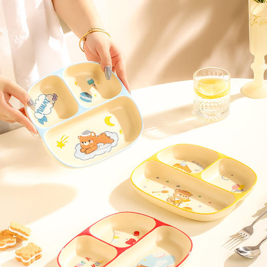【萌萌小熊分格餐盘】新款三格陶瓷宝宝分格餐盘家用儿童分餐盘一人食减脂定量饭盘 商品图5