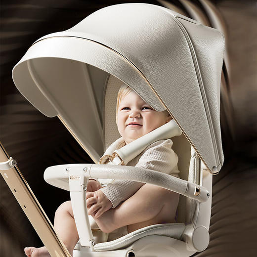 【5F】 英氏  德拉玛（DELAMA）Q2遛娃神器婴儿推车高景观婴儿车可坐可躺换向轻便折叠宝宝溜娃车 Q2美拉德PLUS（加大轮版） 商品图6