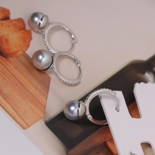 【甄珠贝】海水akoya真多麻色 7-8mm 强光耳扣款 925纯银配件 商品图3