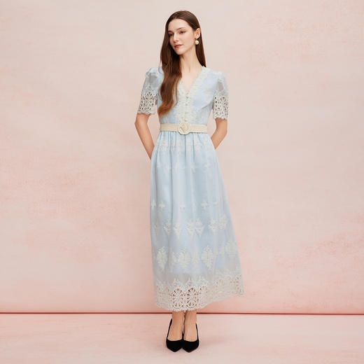 QF8C7斯尔丽25新款法式浪漫海边度假茶歇收腰放摆显瘦高雅连衣裙 商品图8