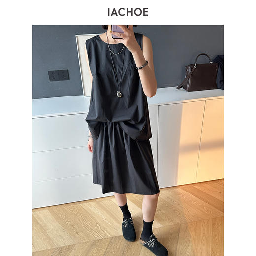 棉仓3631503017-IACHOE无袖纽结设计师风背心衬衫夏季显瘦宽松 商品图3