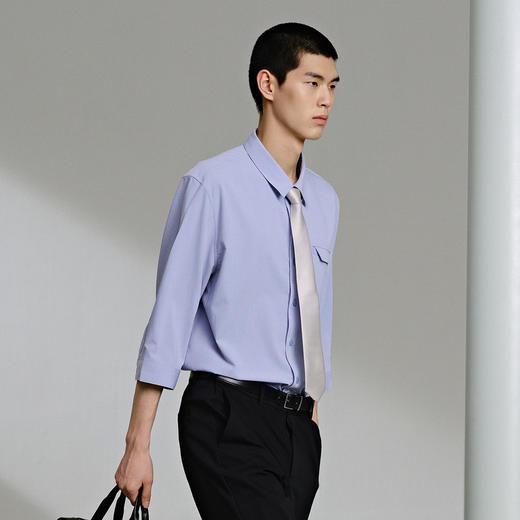 GXG男装 多色肌理七分袖翻领衬衫24年夏季热卖G24X232021 商品图4