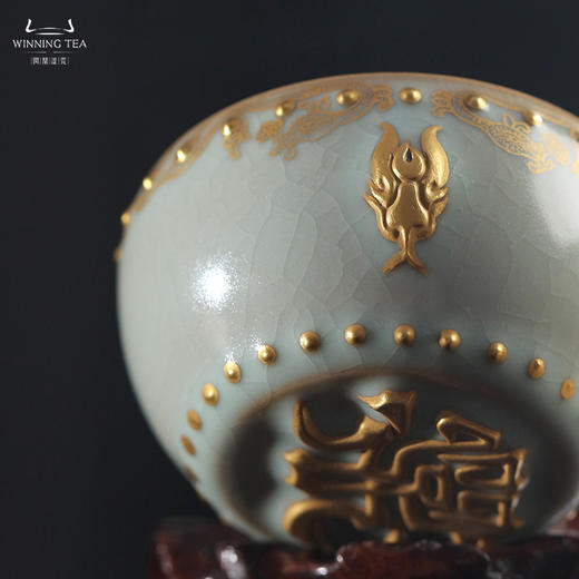 问鼎汝瓷鼎峰系列天青蛇首战鼓杯 （描金蛇纹） 商品图3