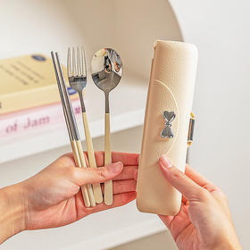 摩登主妇筷子勺子套装一人用学生便携餐具收纳盒单人装筷子便携盒