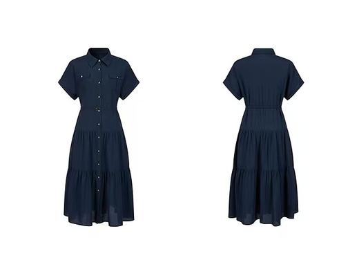 夏季新款凯旋门连衣裙天丝棉翻领知性率真短袖衬衫连衣裙 商品图12