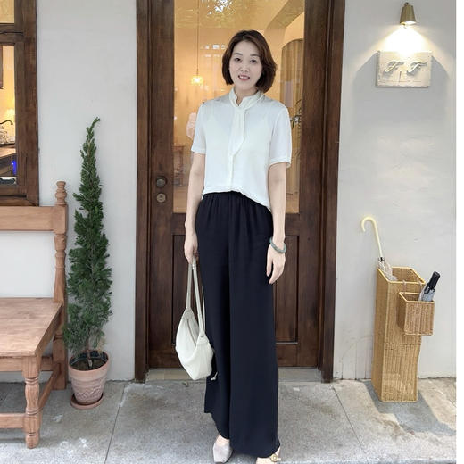 火桐hooton高定系列 重磅30姆米层乔绉桑蚕丝直筒裤YT2066 商品图2