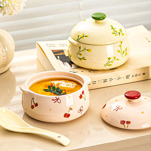 【卡通炖盅系列】陶瓷双耳隔水炖盅蒸鸡蛋羹一人份炖汤家用宝宝辅食小号瓦罐燕窝盅 商品图2