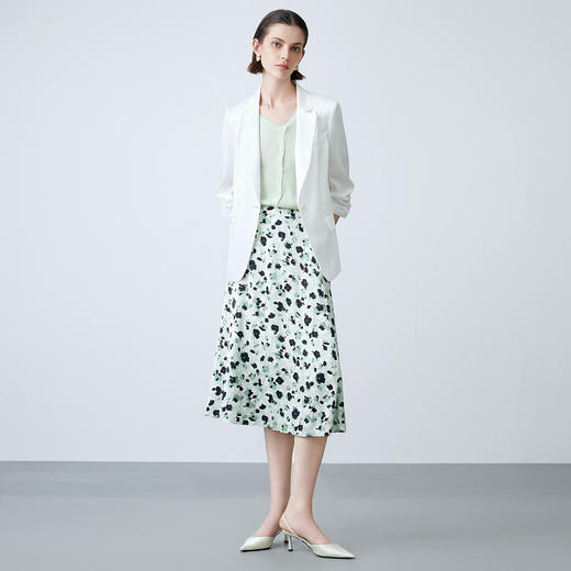 EITIE爱特爱夏季新款时尚高腰a字显瘦法式通勤印花半身裙7806509 商品图3