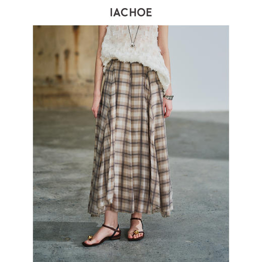 棉仓3631517003-IACHOE咖色格纹半身裙 商品图2