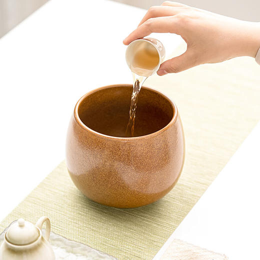 【旦形茶渣缸】大号窑变釉陶瓷茶洗家用茶洗缸茶渣缸茶杯茶盆茶盂洗茶器洗茶杯盆 商品图1