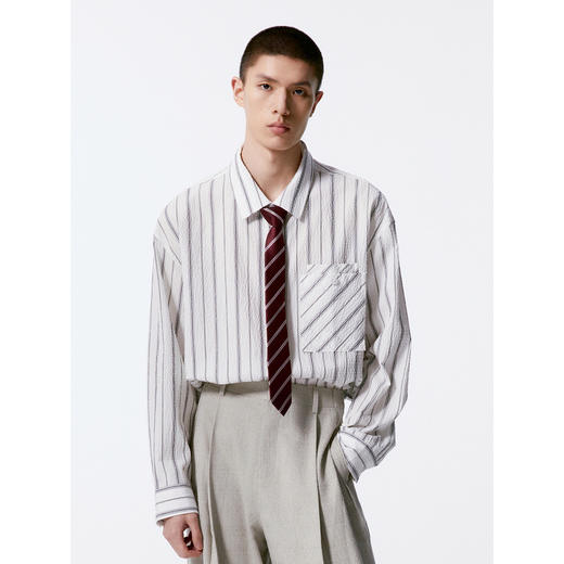 GXG男装 条纹设计简约时尚翻领长袖衬衫  秋季热卖G24X033027 商品图4