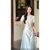 鹿向南「竹摇清风」夏季旗袍女新中式连衣裙收腰a字渐变短袖长裙 商品缩略图0