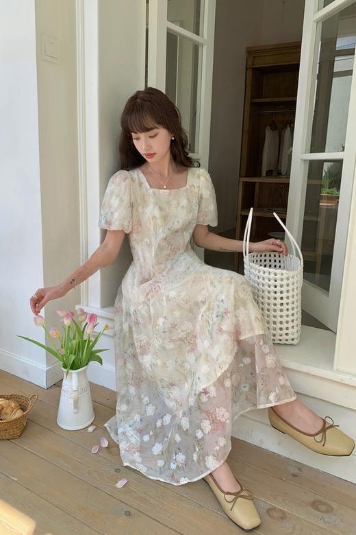 SUMMER & SAGE 浪漫甜美花朵泡泡袖连衣裙 20545 商品图1