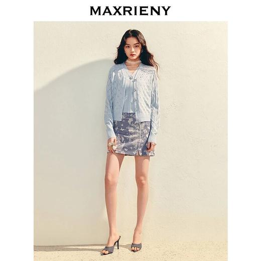 MAXRIENY蝴蝶纽扣精致复古菱格上衣2025春款针织修身日常百搭外套(货号:MS86JA022) 商品图2