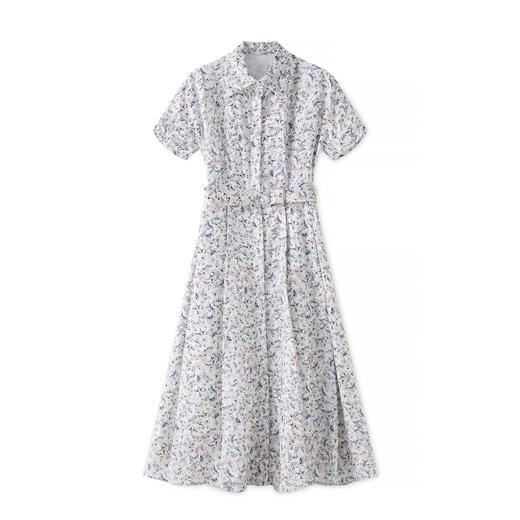 「高货wl」全新升级【铂金会员367/天猫499/差价132】(10907)洛诗琳法式蝴蝶印花连衣裙2025夏季优雅收腰显瘦衬衫裙女 商品图4