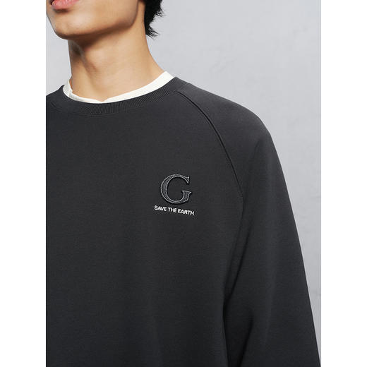 GXG男装 多色撞色绣线简约圆领卫衣24冬季热卖G24X314033 商品图3