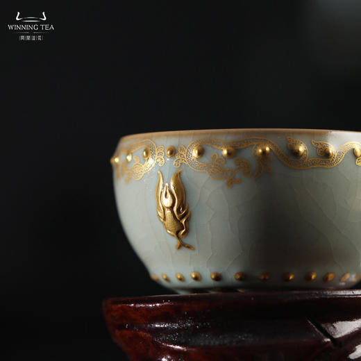 问鼎汝瓷鼎峰系列天青蛇首战鼓杯 （描金蛇纹） 商品图2