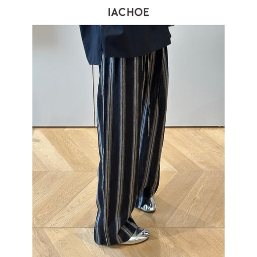 棉仓3631518010-IACHOE条纹亚麻透气休闲裤 商品图3