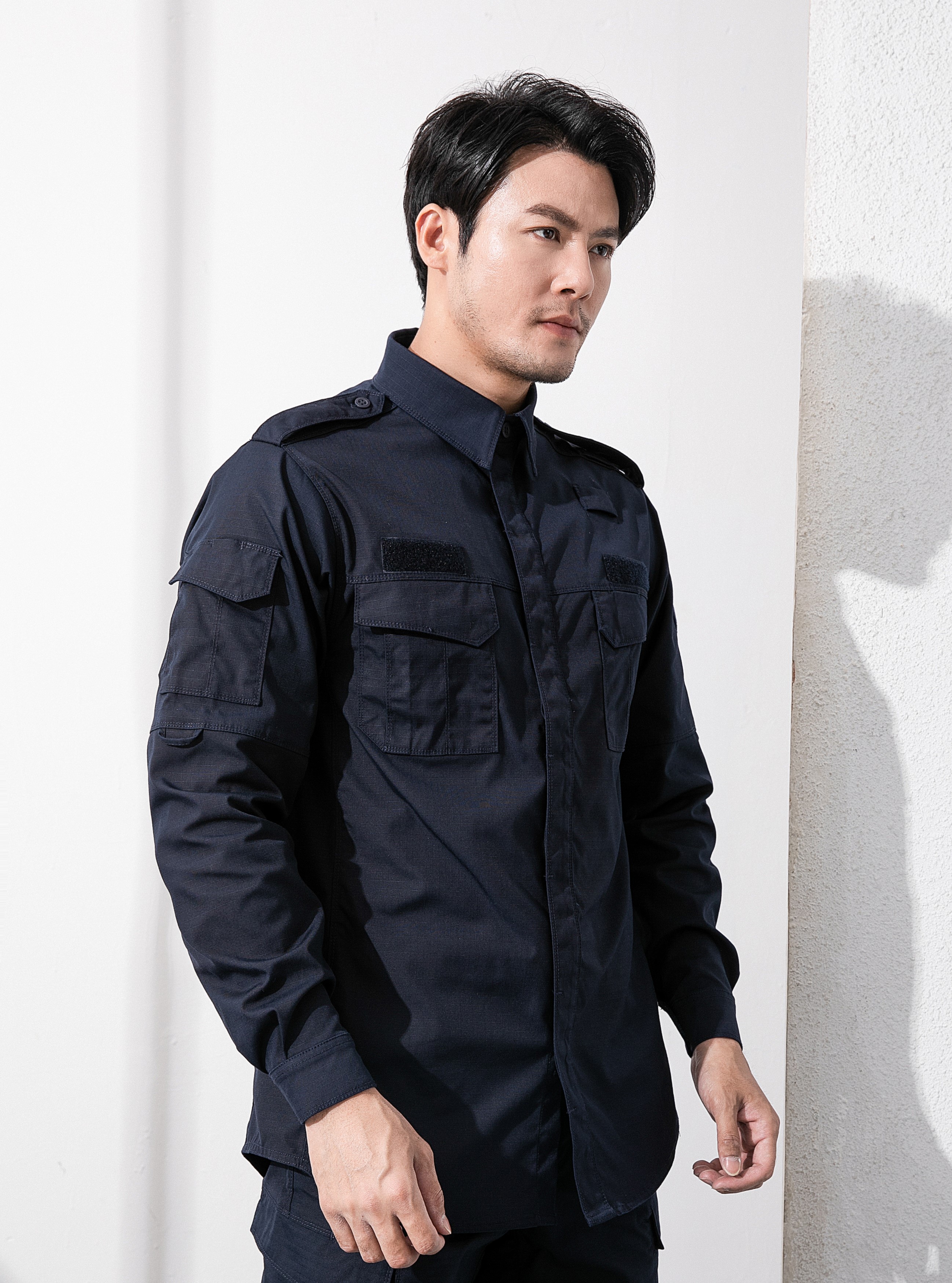 春秋款作训服上衣-弹力格子布-藏蓝