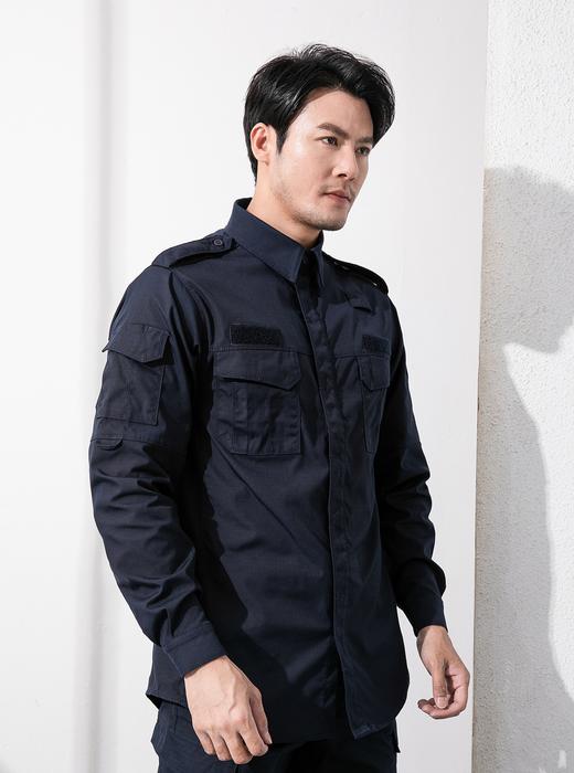 春秋款作训服上衣-弹力格子布-藏蓝 商品图0