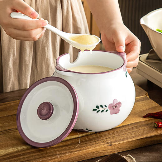 【双耳猪油罐+滤网】陶瓷猪油罐家用耐高温带盖勺厨房油泼辣子罐大容量收纳调味料盐罐 商品图7