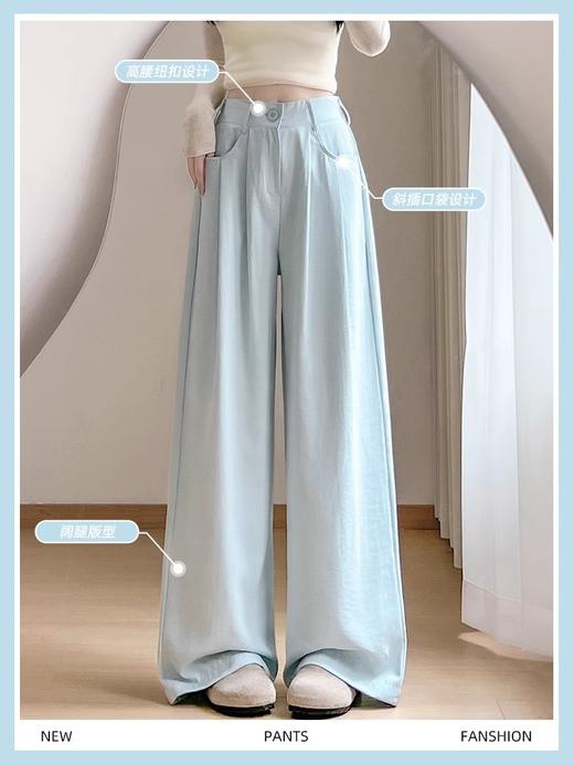 【百搭风，奶芙西装裤~】新款夏季奶芙西装阔腿裤 女25夏高腰显瘦宽松冰丝拖地长裤-QQ 商品图3