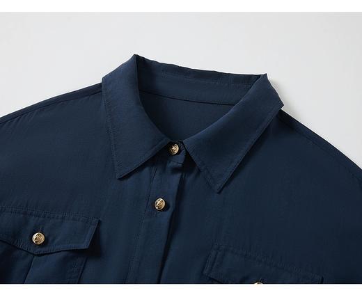 夏季新款凯旋门连衣裙天丝棉翻领知性率真短袖衬衫连衣裙 商品图13