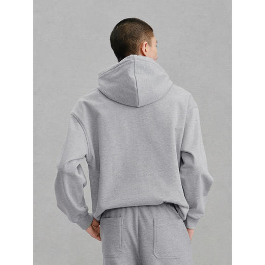 GXG男装 麻灰色宽松简约连帽卫衣24年冬季热卖G24X314034 商品图4