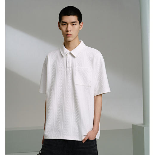 GXG男装 满印提花肌理polo衫男 时尚潮流短袖polo夏季热卖G24X242034 商品图2