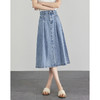 【五折购】熙世界洗水复古蓝牛仔半身裙女2025秋季新款高腰中长款a字伞裙 商品缩略图0