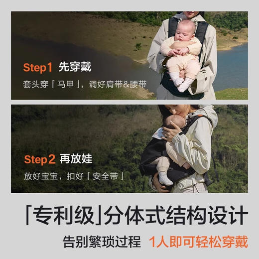 【5F】英氏  两只兔子Across洞感4D腰凳背带二合一轻便两片式护腰便捷穿戴透气 4D升级款-苔藓绿 商品图5