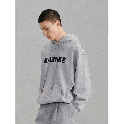 GXG男装 麻灰色宽松简约连帽卫衣24年冬季热卖G24X314034 商品图2