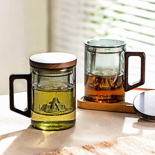 摩登主妇办公室泡茶杯玻璃杯家用水杯喝茶杯子个人专业茶水分离杯 商品图0