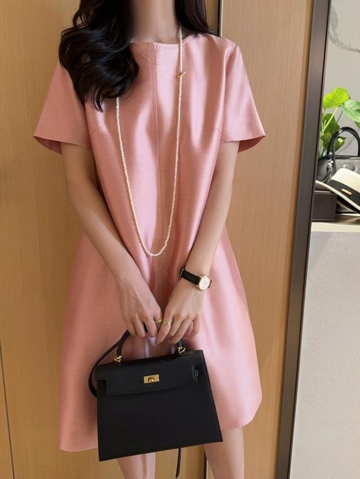 茧型优雅高级洋气纯色圆领显瘦直筒连衣裙 商品图7